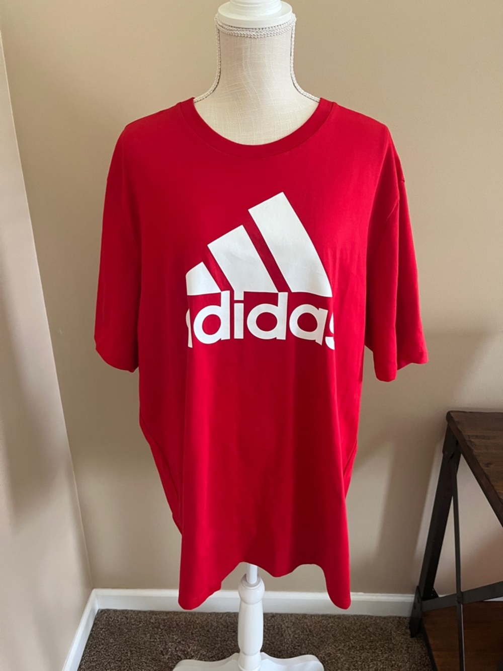 adidas Red Tee with White Logo